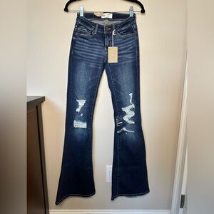 BKE Women's Flare Jeans - Dark Blue